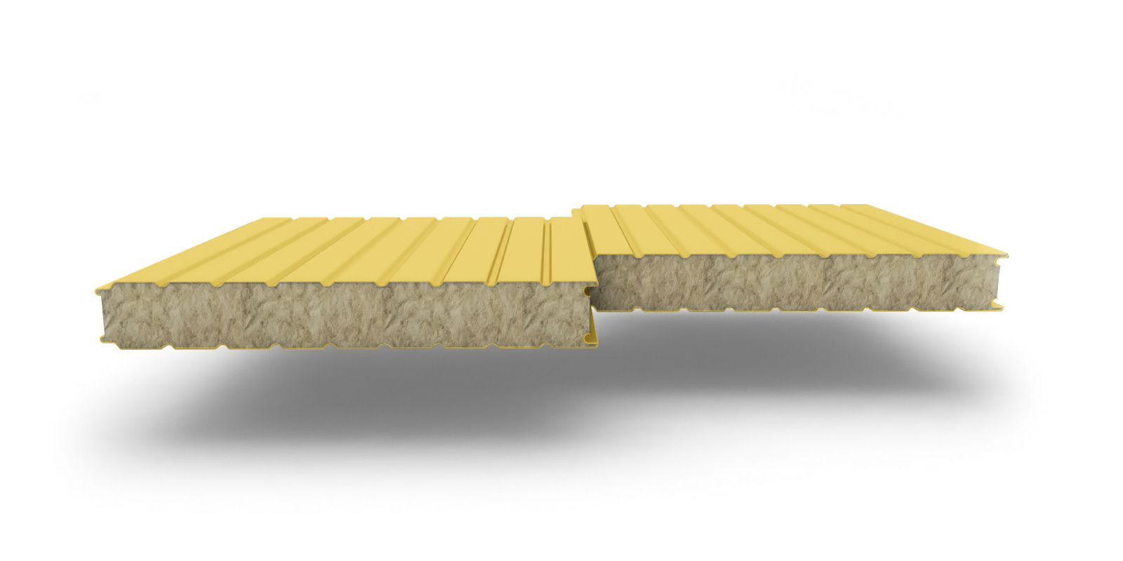 Стеновые сэндвич-панели с наполнителем из минеральной ваты толщиной 50 мм, ширина 1000 мм, цвет RAL 1018, ГОСТ 32603-2021